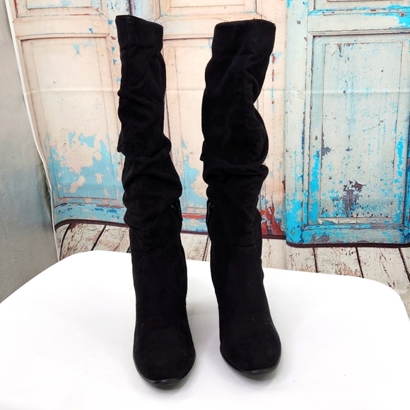 Covington Scarlet Faux Suede Heels - Picture 1 of 6